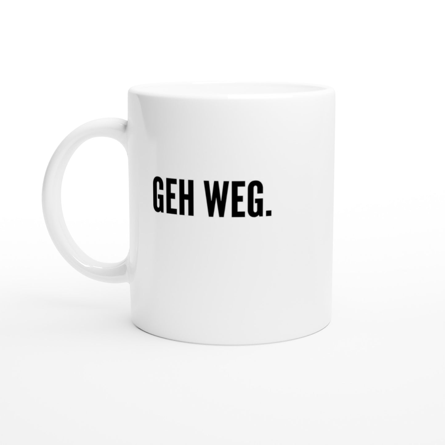 "Geh weg. / Ansprechbar." Tasse