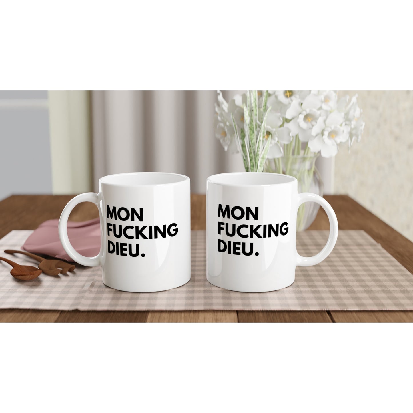 "Mon fucking Dieu." Tasse